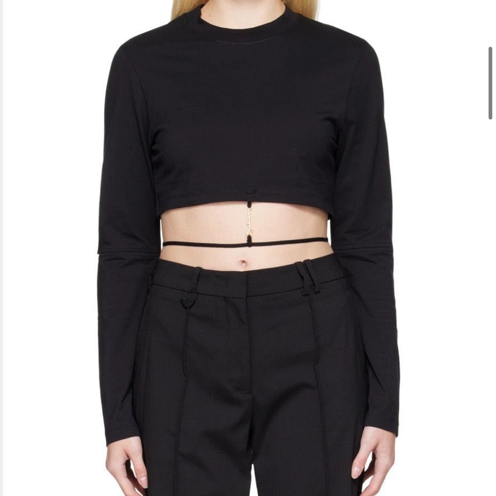 JACQUEMUS cropped logo detailed top